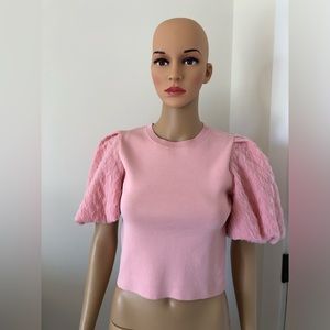NWOT Zara pink puff sleeve top